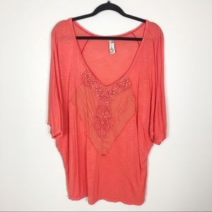 4/$25 Free People short sleeve lace shirt